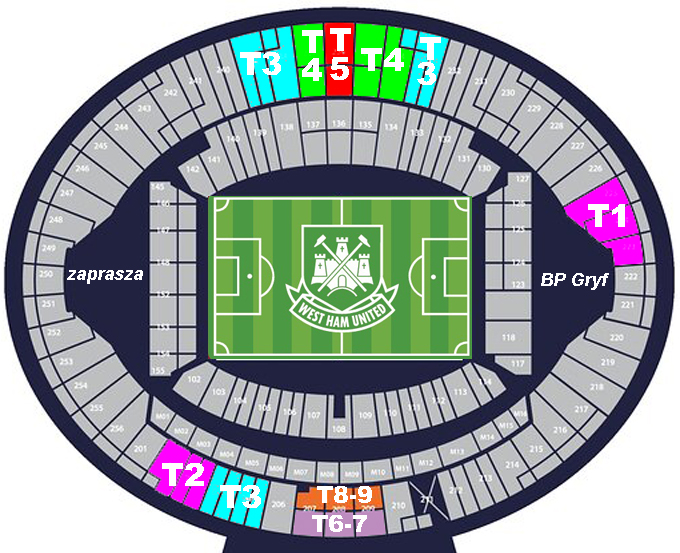 Wyjazd do Londynu na dobry mecz | BP Gryf West Ham United plan miejsc wyjazdy | BP Gryf